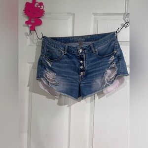 American Eagle Outfitters Blue Distressed Jean Shorts